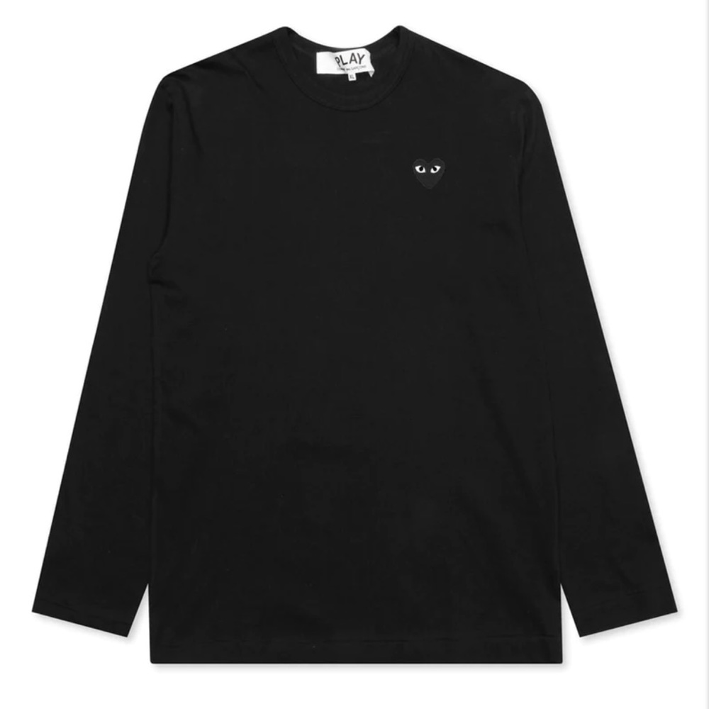 Comme des Garcons PLAY Black Emblem Long Sleeve T-Shirt - Black - Black / MD